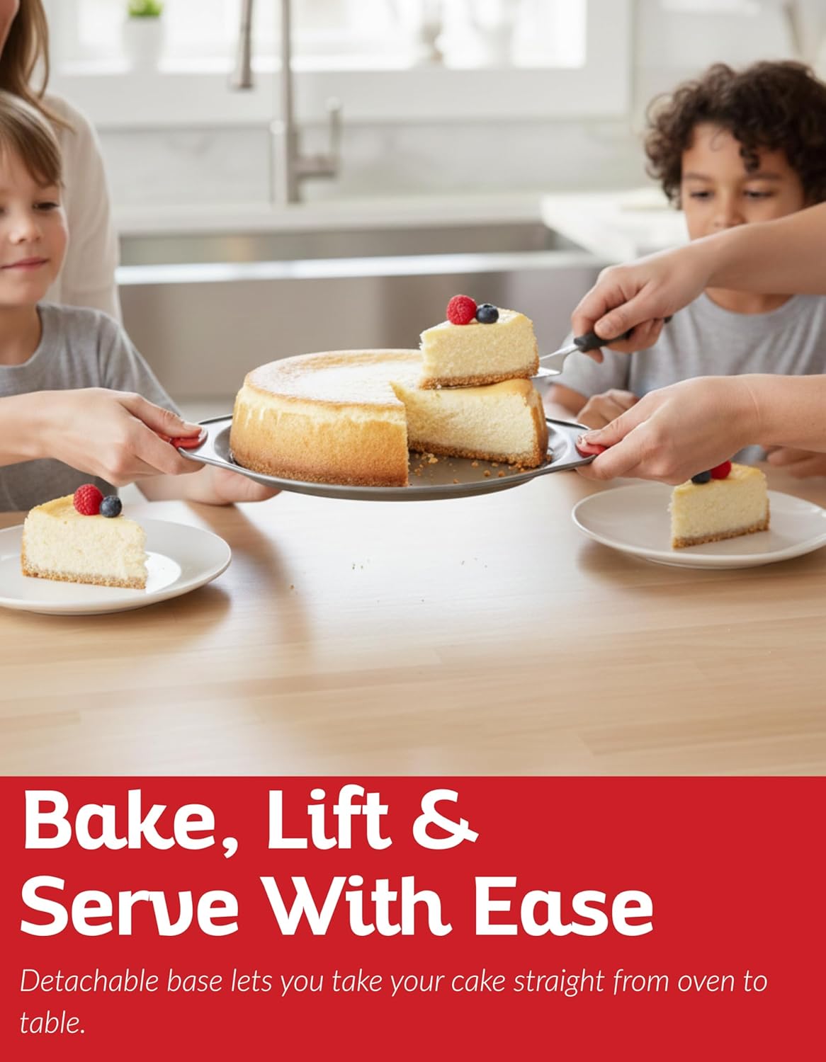 Boxiki Kitchen 10 Inch Nonstick Springform Pan, Professional Spring Form and Cheesecake Baking Mold, Leakproof Cake Pan with Silicone Handles - Image 6