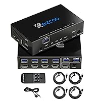 Vista 1 de USB 3.0 KVM Switch HDMI 4 Computer 1 Monitor 4K 60Hz SPDIF L/R Extractor- USB Switch for Keyboard Mouse Printer Mac Windows 4 Port HDMI Switch 4x1
