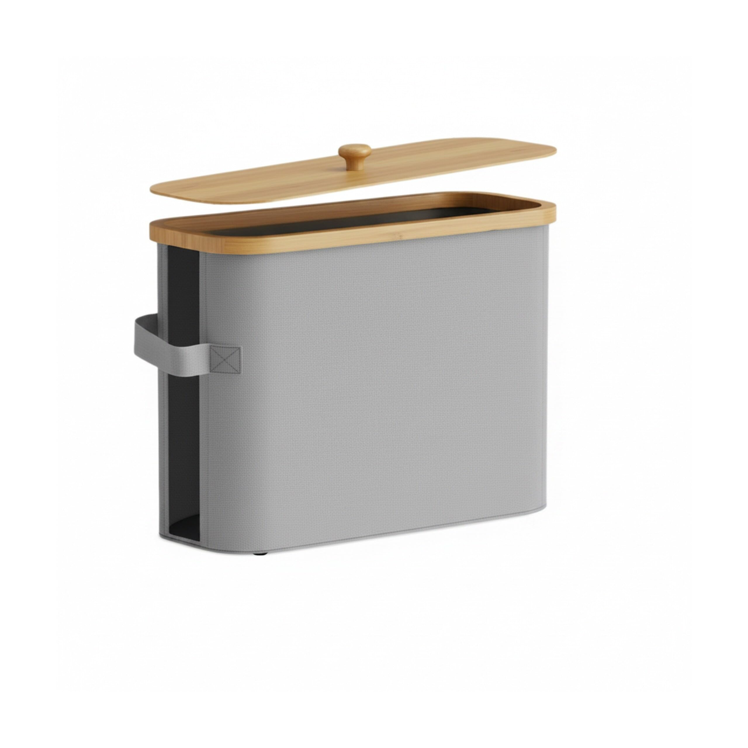 Portarotoli Relaxdays, 12 Rotoli, HxLxP: 33 x 45 x 16 cm, Tessuto, bambù, portacarta igienica, riserva, Grigio