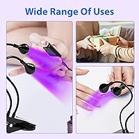 Vista 98 de AORAEM Lámpara LED UV para uñas: lámpara U V de cuello de cisne de doble cabeza para uñas de gel, luz LED de curación flash con 6 lupas para el Negro