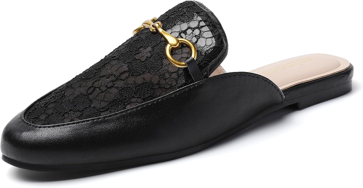 Minorsu Buckle Mules for Women Round Toe Slip On Flats Backless Slides Comfortable Shoes Ladies Loafers - Image 7