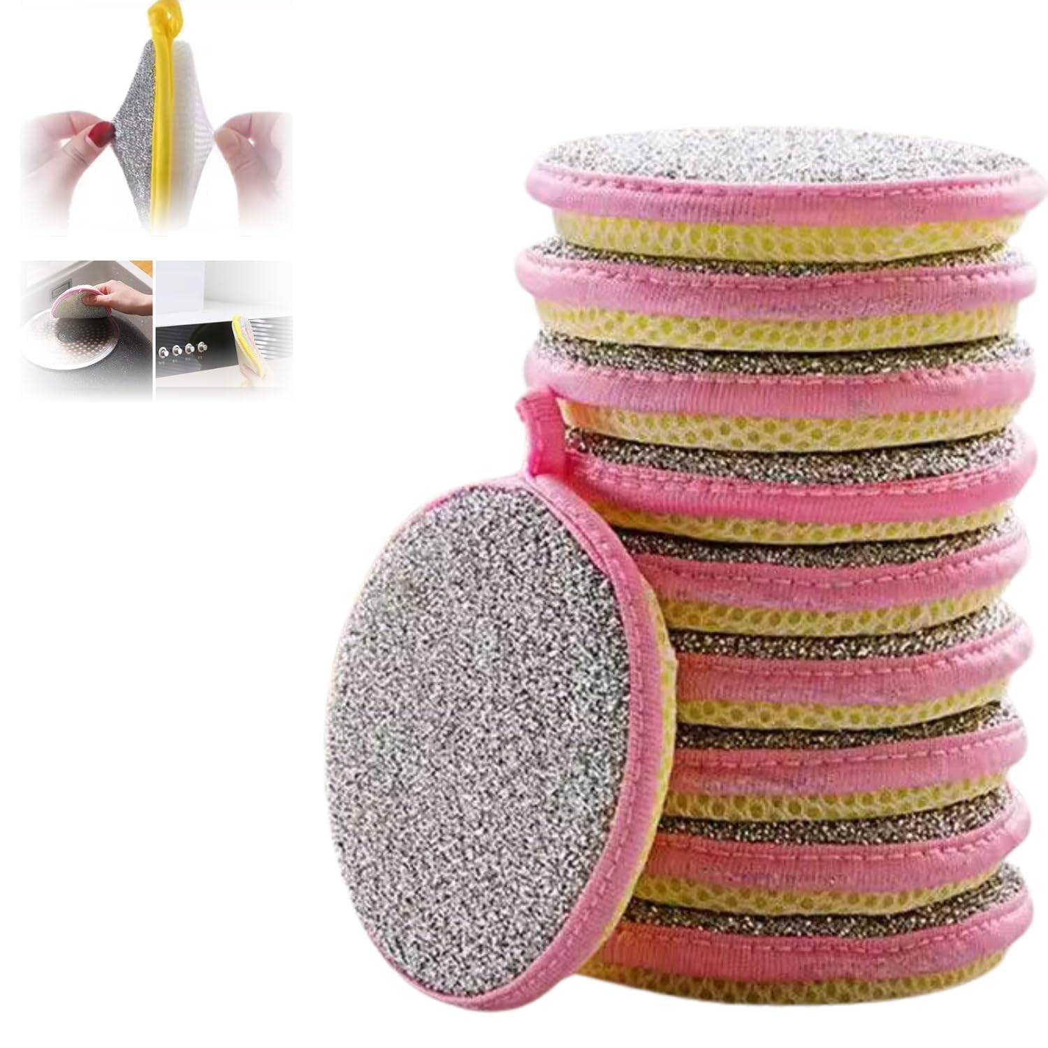 Memorable Enterprise 5PCS All-in-One Double-Sided Cleaning Brush Set – Includes Stainless Steel Sponge, Magic Sponge, Dishwashing Brush, Microfiber Cloth-image-40