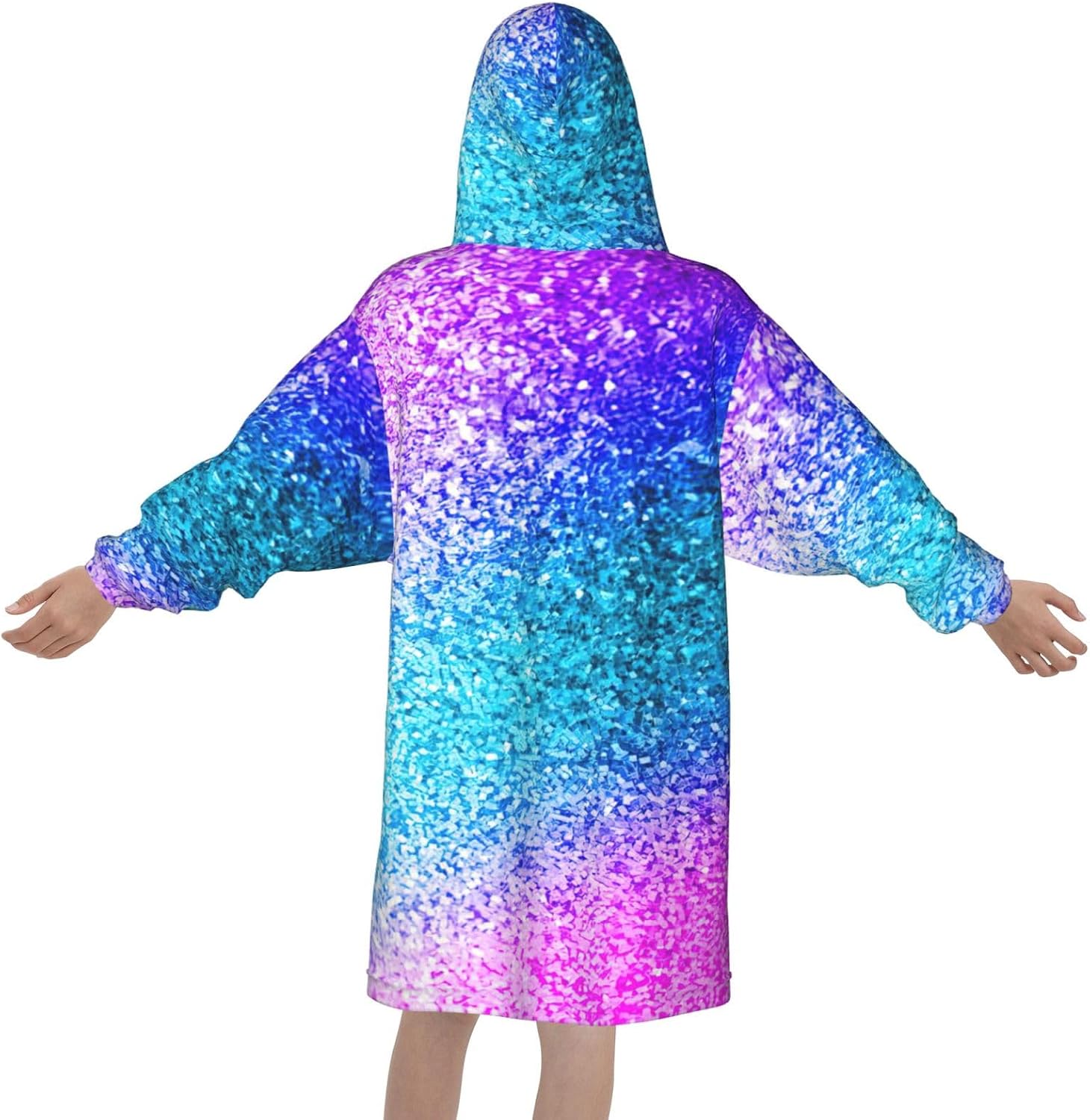 Glitter Sequin Spot Print Oversized Blanket Hoodie, Wearable Blanket Hooded,Hooded Pullover With Pocket