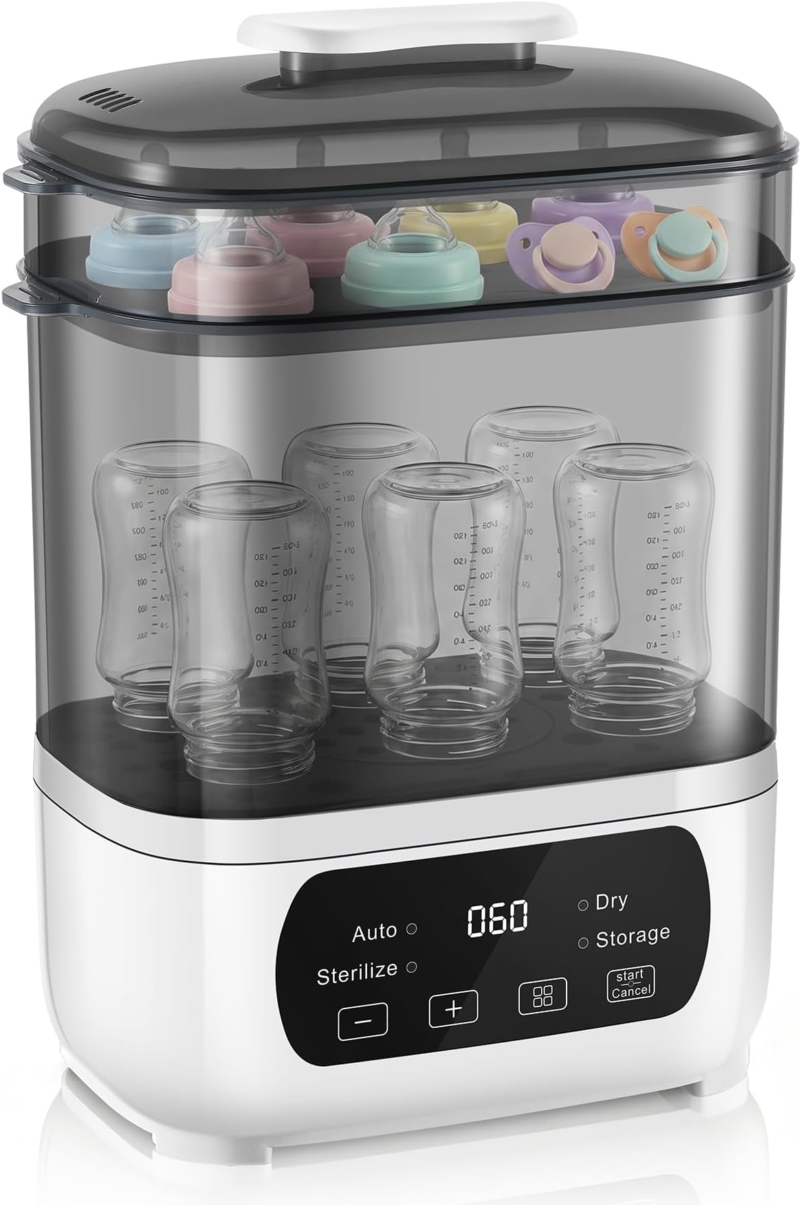 AMZBABYCHEF Baby Bottle Steamer and Dryer, Electric Steamer and Dryer for Baby Bottles, 4-in-1 Bottle Steamer and Dryer, Universal Fit for All Bottles, LED Touch Screen, Auto Shut-Off