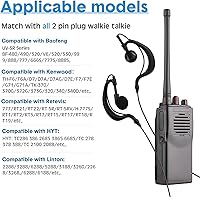 Vista 4 de 10 pares de auriculares para walkie talkie con micrófono de 2 pines, micrófono de auricular para radio bidireccional, auricular de un solo cable