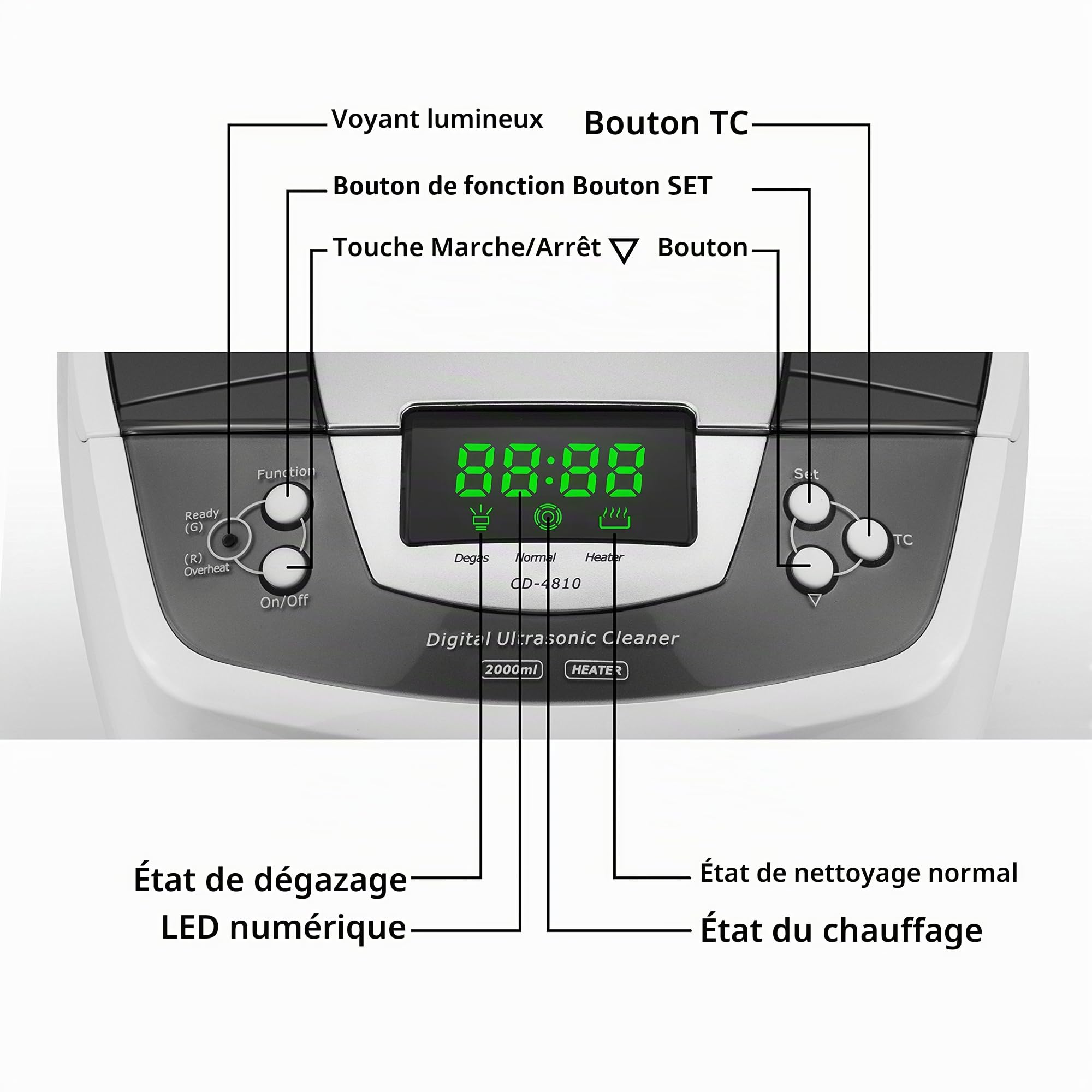 LifeBasis Nettoyeur Ultrasons 2L 160W, Bac Ultrasons 35kHz avec Chauffage 60°C, Dégazage 90s et Minuterie 1–30 min, Nettoyage Professionnel pour Bijoux, Lunettes, Montres, Outils et Laboratoire