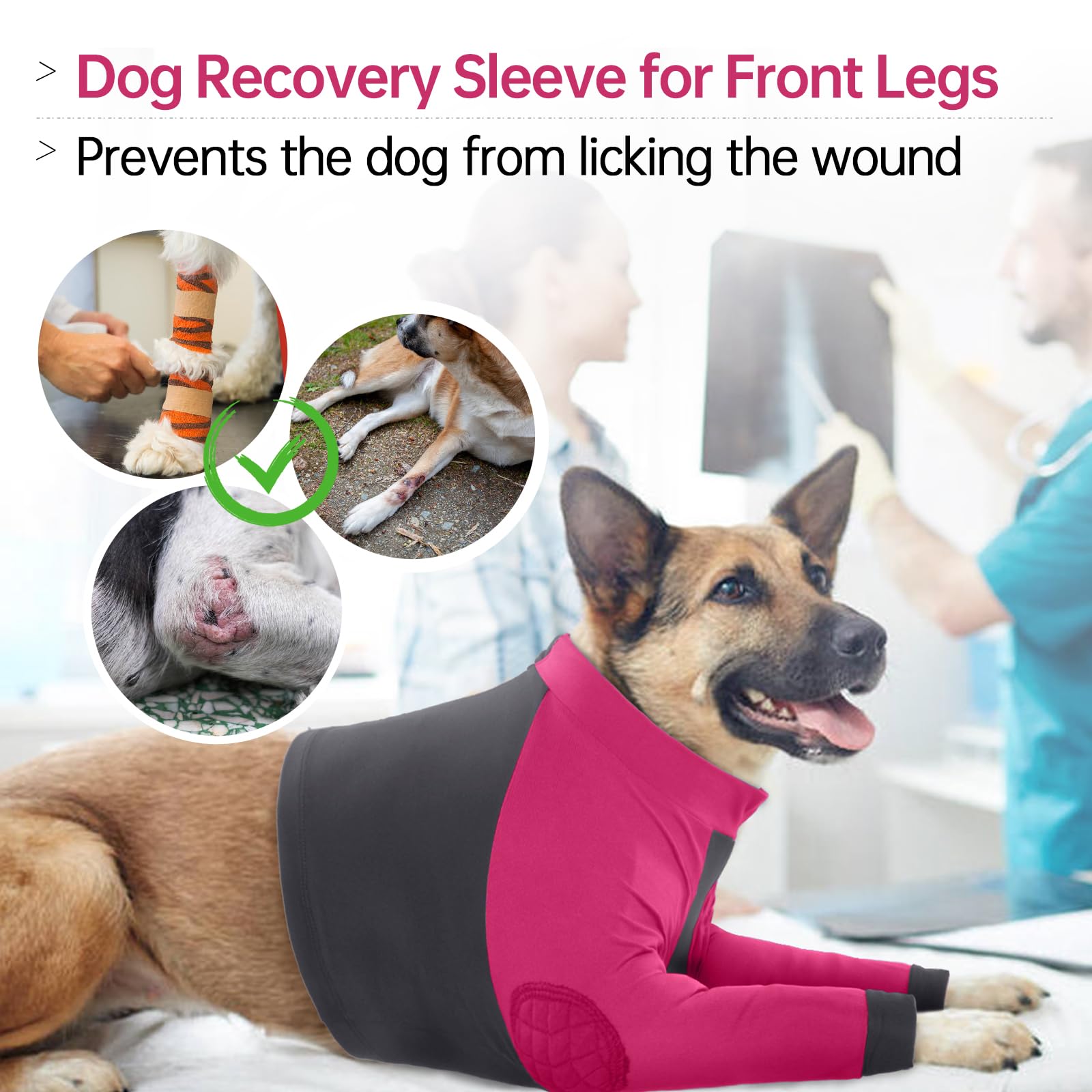 LeLePet Traje de recuperación para perros para patas delanteras, manga de perro para dejar de lamer, protector de codo para lesiones en las piernas, heridas de hombro después de la cirugía, macho y