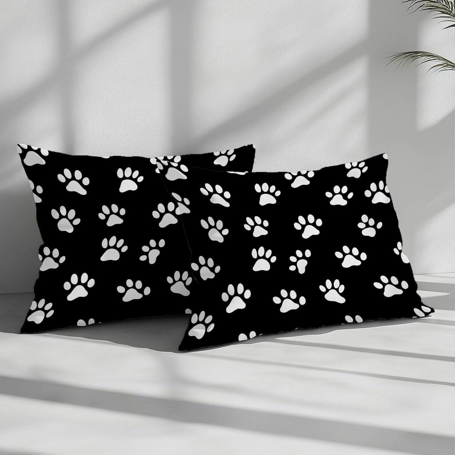 Bedding Duvet Cover Set Toddler Size, Black Bedding Set Kids Teens, Dog Paw Print Pattern Print Comforter Cover Set, 1 Quilt Cover 1 Pillowcases 2 Piece Bedroom Decor