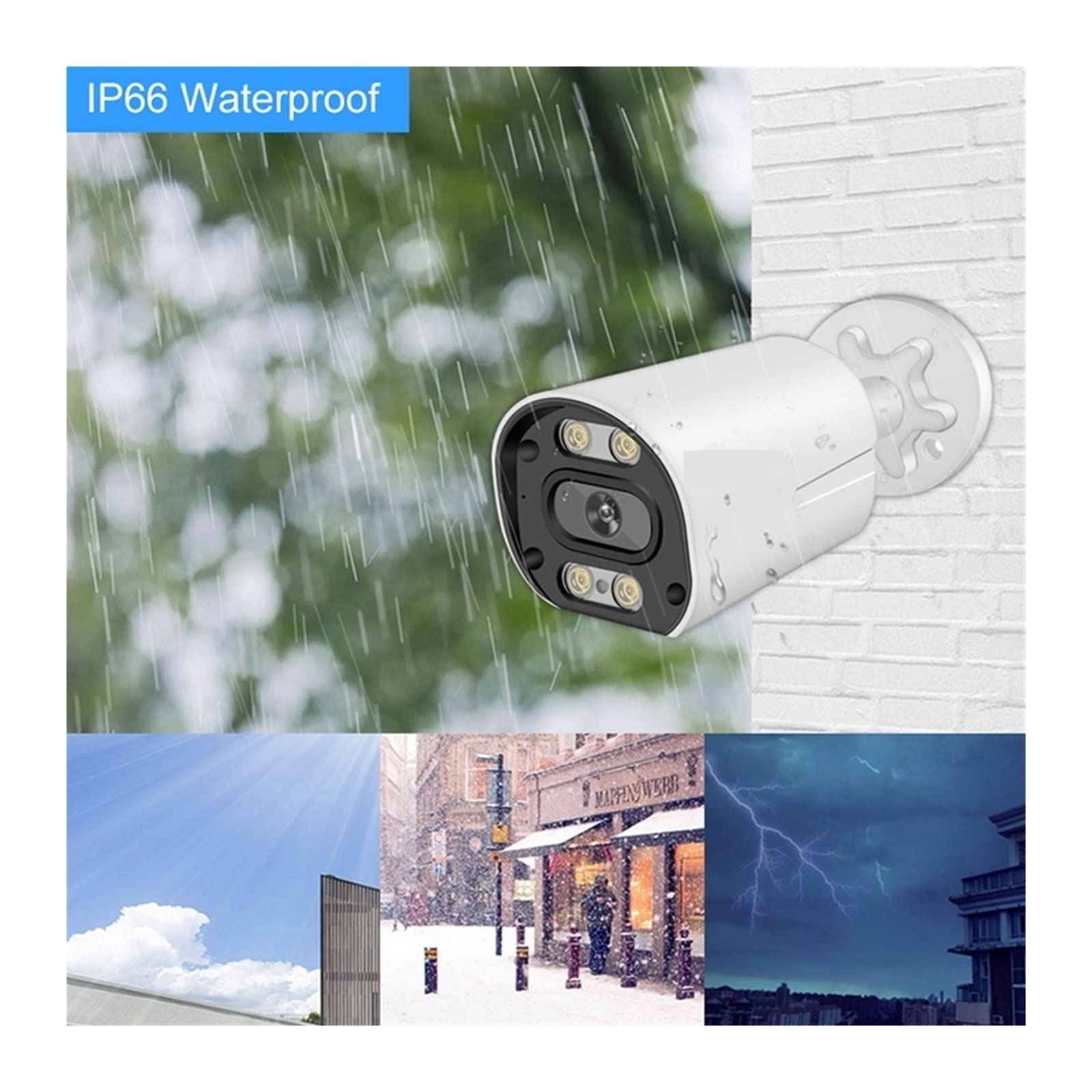 Kamer Bezpieczeństwa Smar 4MP HD POE NVR Kit AI Wykrywanie Twarzy Nagrywanie Dźwięku Kamera IP Zewnętrzny Zestaw Nadzoru Wideo(None,4CH NVR and 3 Camera)