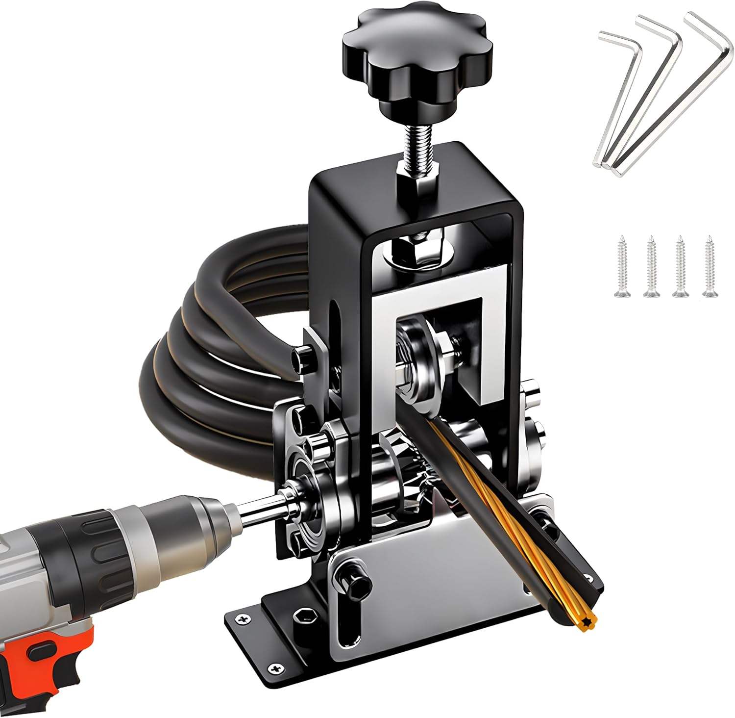 Manual Wire Stripping Powered Wire Stripper Machine Copper Wire Stripper Drill Portable Electric Wire Stripping Tool 0.1"-1" Efficient Scrap Copper Recycling