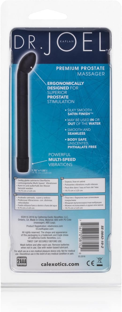 CalExotics Dr. Joel Kaplan Premium Prostate Massager - Waterproof Vibrating Sex Toys for Couples - Wireless Adult Anal Vibrator - Black