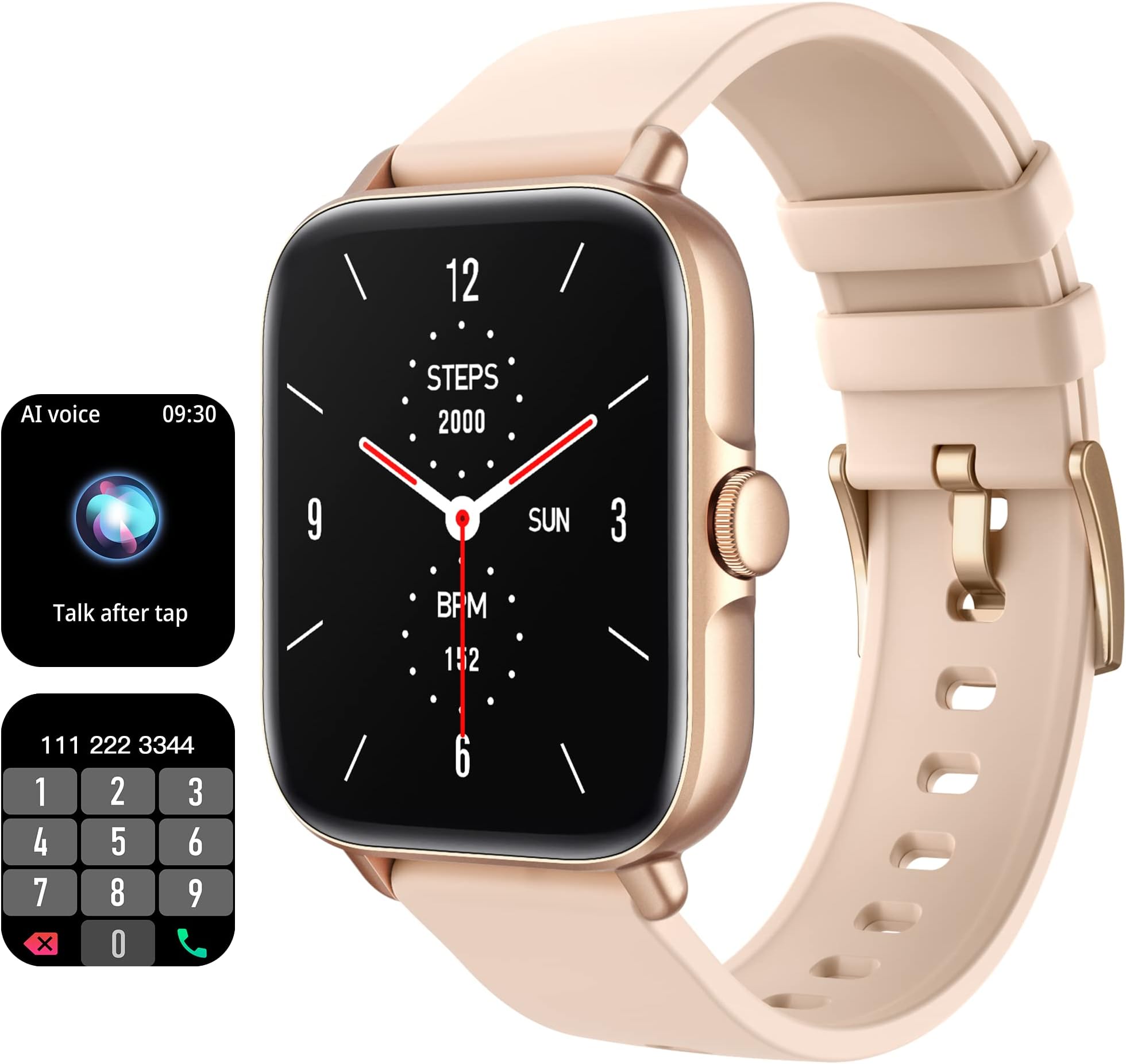 Smart Watch(Call Receive/Dial), Fitness Watch 28 Sport Modes, 1.7'' Smart Watches for Women Men with AI Voice Control Call/Text/Heart Rate/Sleep Monitor, Phone Smartwatch for Android iOS Phones