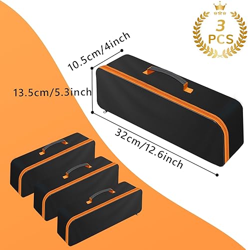 Miniatura 2 de Paquete de 3 bolsas de herramientas con cremallera, bolsa de herramientas Oxford impermeable de boca ancha, organizador de herramientas de múltiples