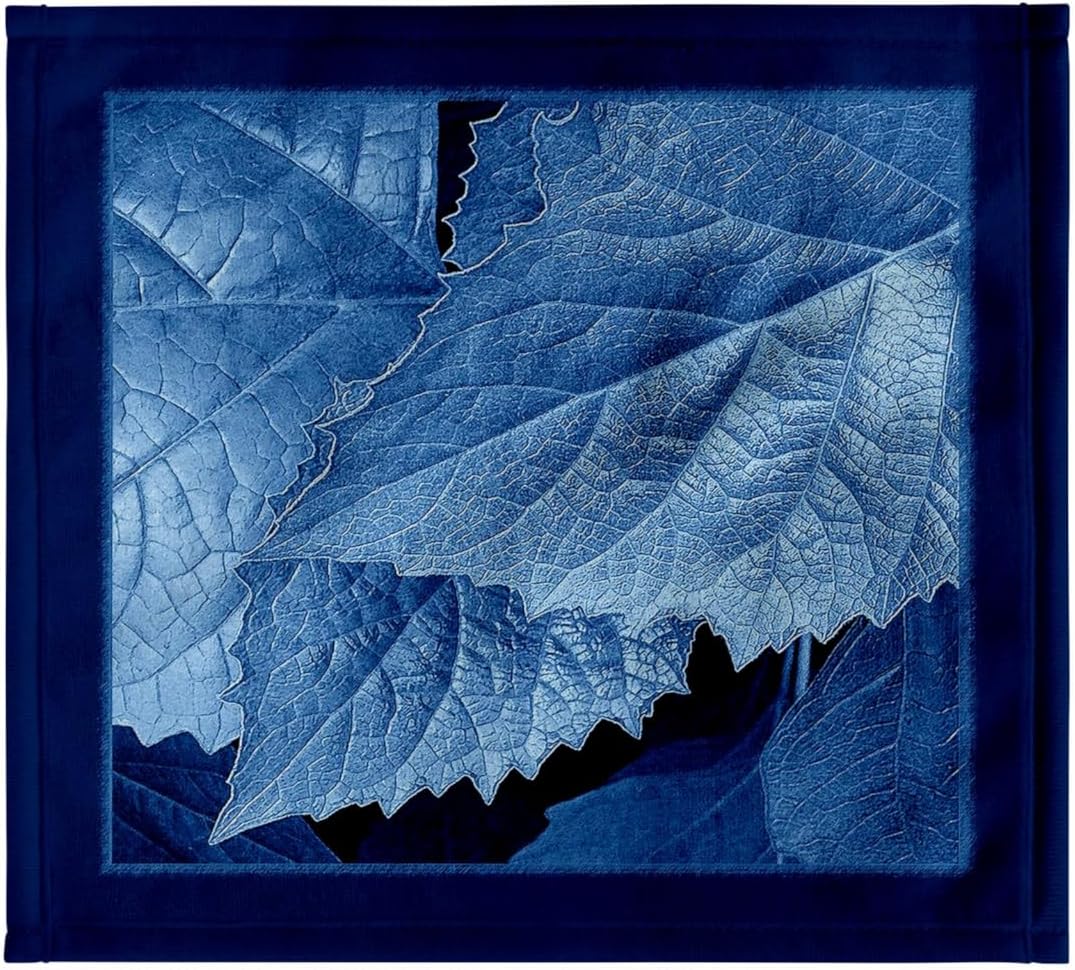 3dRose Cobalt Blue Metallic Leaves with Royal Blue Frame 22x30 Bath Hand Pool Towel
