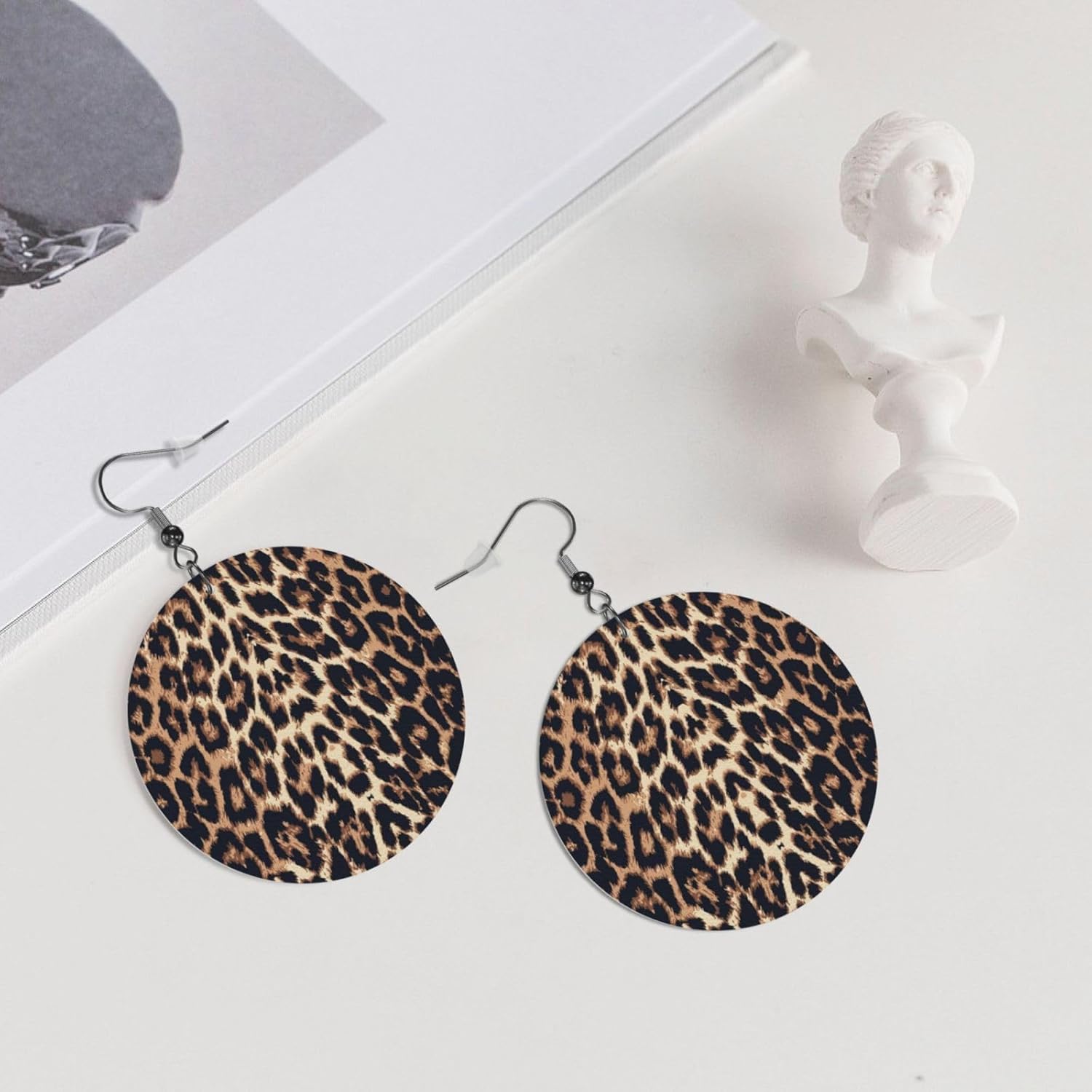 Faux Leather Earrings Bright Polka Dot Round Dangle Earrings Jewelry For Women - Image 5