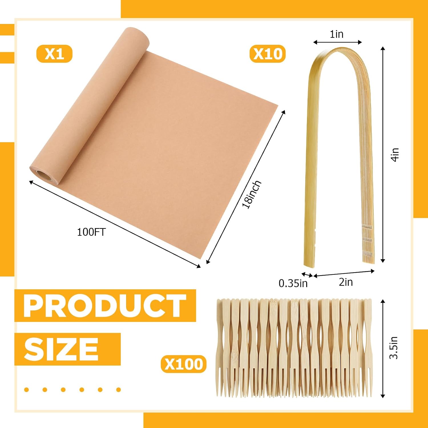 Disposable Charcuterie Paper Kit with Tongs Forks, 18 Inches X 100 Feet