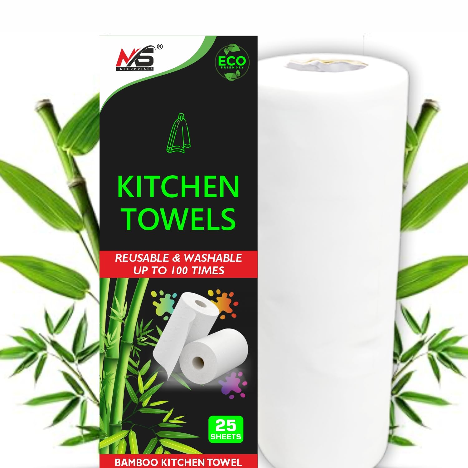 MS ENTERPRISES Reusable Bamboo Kitchen Towel/Tissue Roll (Reusable upto 2500 times)- 25 sheets (Pack of 1) Soft & Highly absorbent | Ecofriendly-No Trees Cut | Better alternative to Paper Tissue Roll-image-21