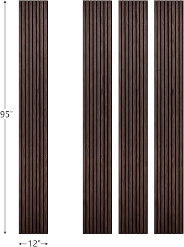 Miniatura 2 de Paneles de madera para pared, paneles de pared acústicos de roble, 4 unidades, paneles de madera de pared, 94.49 x 12 pulgadas, paneles de pared