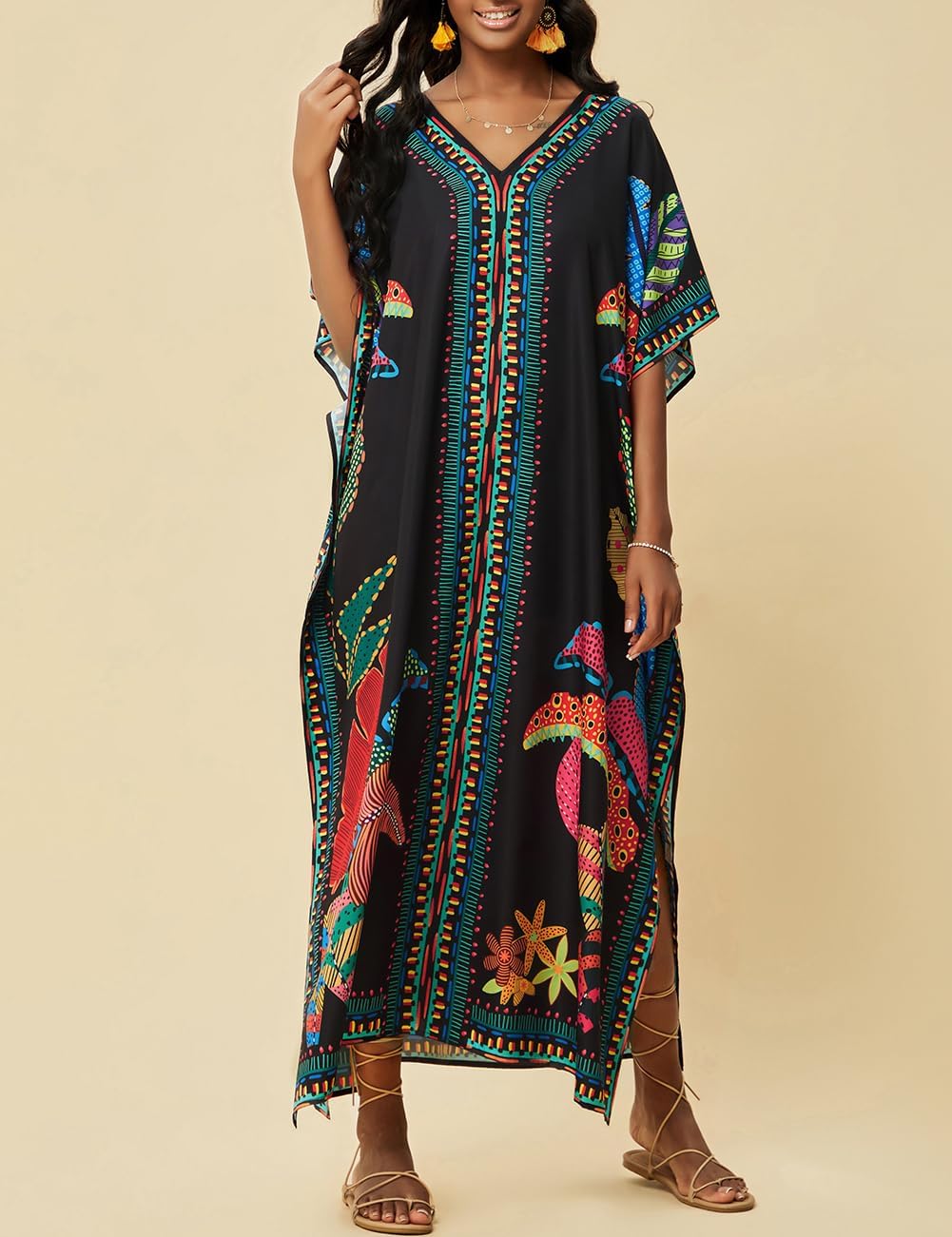 Bsubseach Women Plus Size Kaftan Dress Swimsuit Cover Up Caftan Maxi Beach Dresses Cover Ups - Image 4