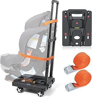Orzbow Car Seat Dolly for Airport, Folding Car Seat Travel Cart with 4 Wheels