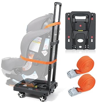 Orzbow Car Seat Dolly for Airport, Folding Car Seat Roller Cart, Black