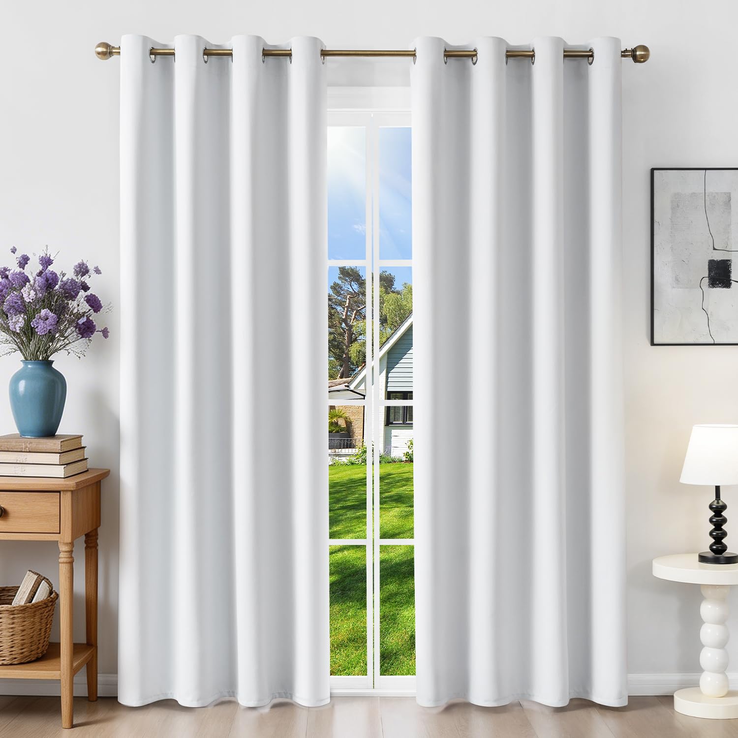 Runyéla Verdunklungsvorhänge mit Ösen Gardinen 2er Set, Vorhänge Blickdicht Thermovorhang Hitzeschutz, Ösenvorhang Thermogardine für Schlafzimmer Wohnzimmer Blackout Curtain