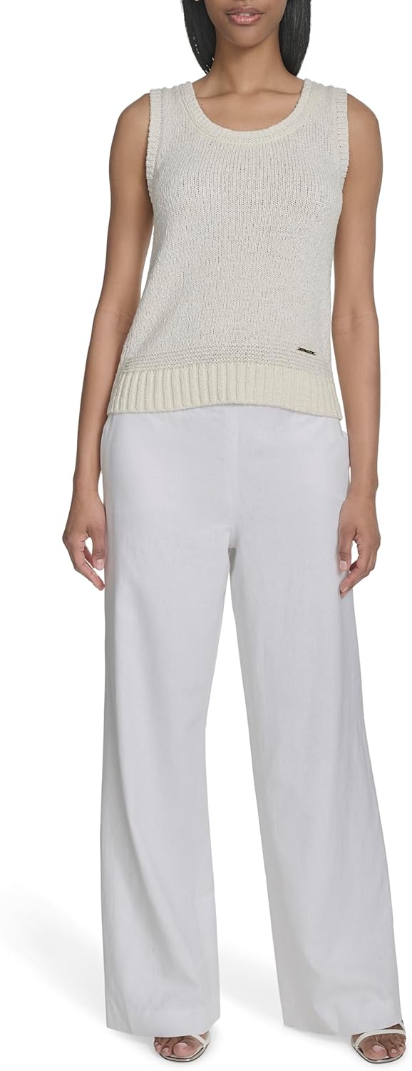 Halston Womens Sleeveless Scoop Neck Cotton Poly Top - Image 2