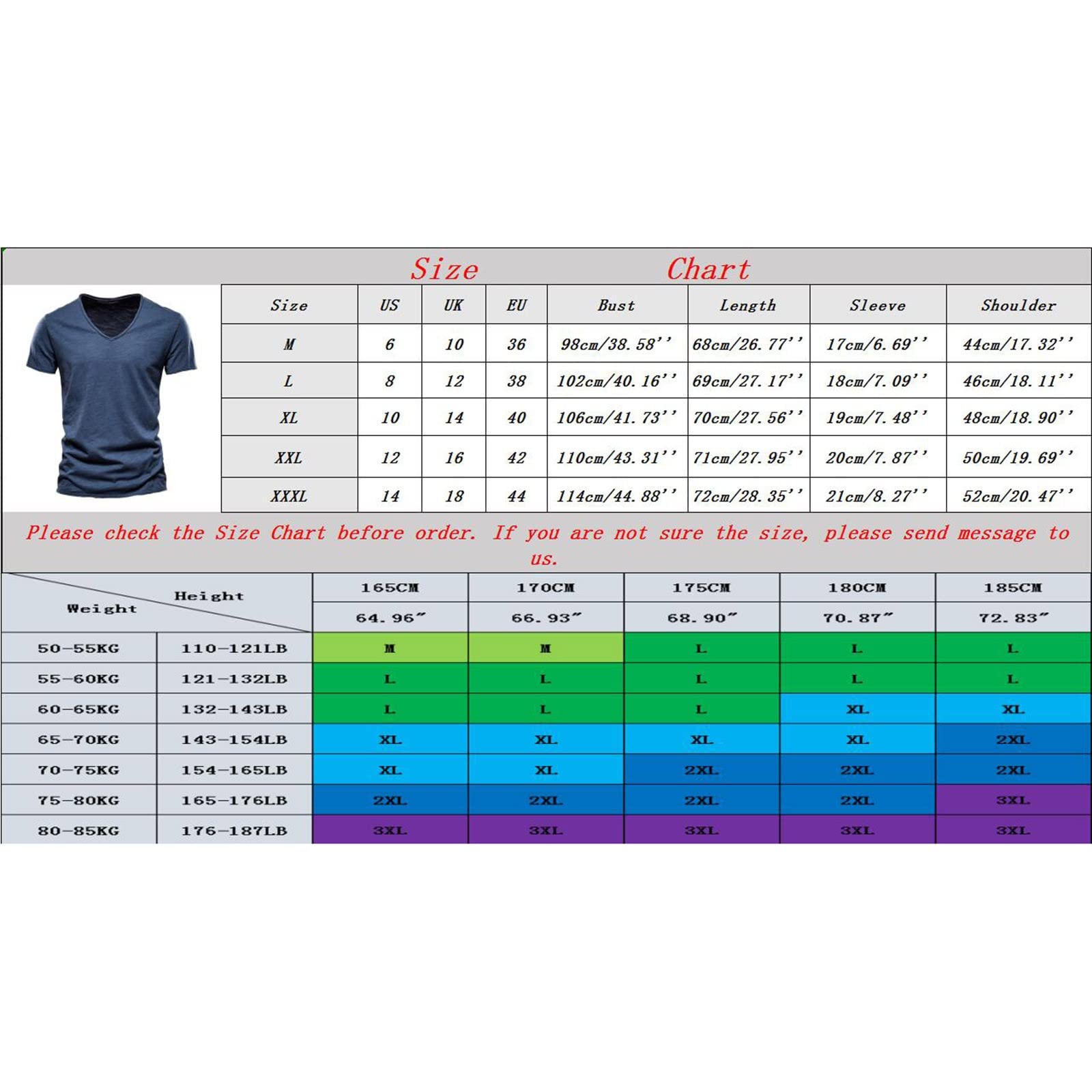Tee Shirt Homme - Été Confortable Respirantes Tee Shirt Coton Col V Manches Courtes Tshirts Couleur Unie Classique Décontracté Tops Souple Léger Blouse pour Sport Fitness - 2