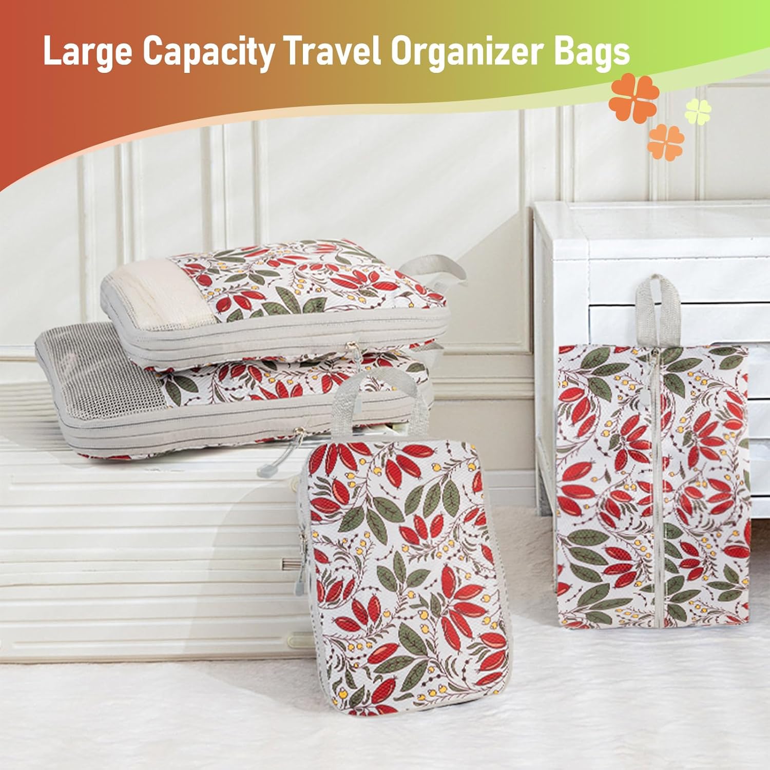 4-Piece Packing Cube Set - Lightweight Luggage Organizers for Travel, Vacation and Suitcases - Durable Accessories with Compression - Image 2