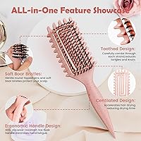 Vista 2 de Cepillo para definir rizos, cepillo para cabello rizado con engranaje lateral para peinar, dar forma y estilizar el cabello rizado, cepillo