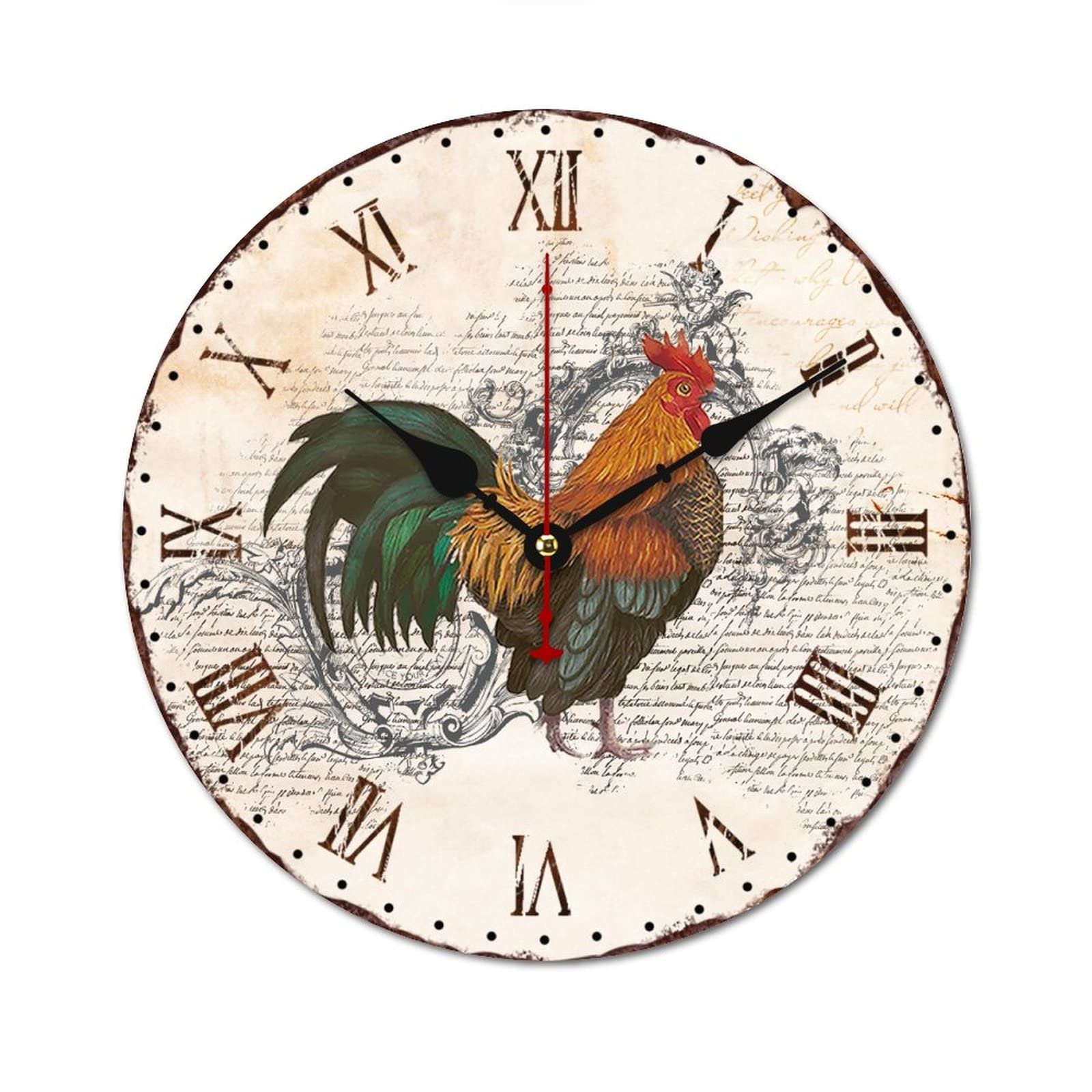 Horloge murale en bois coq pour une cuisine campagnarde