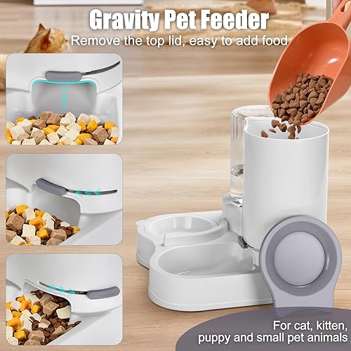 Miniatura 4 de Alimentador para mascotas 2 en 1 y dispensador de agua, dispensador automático de alimentos y agua para gatos, alimentador de gravedad para perros
