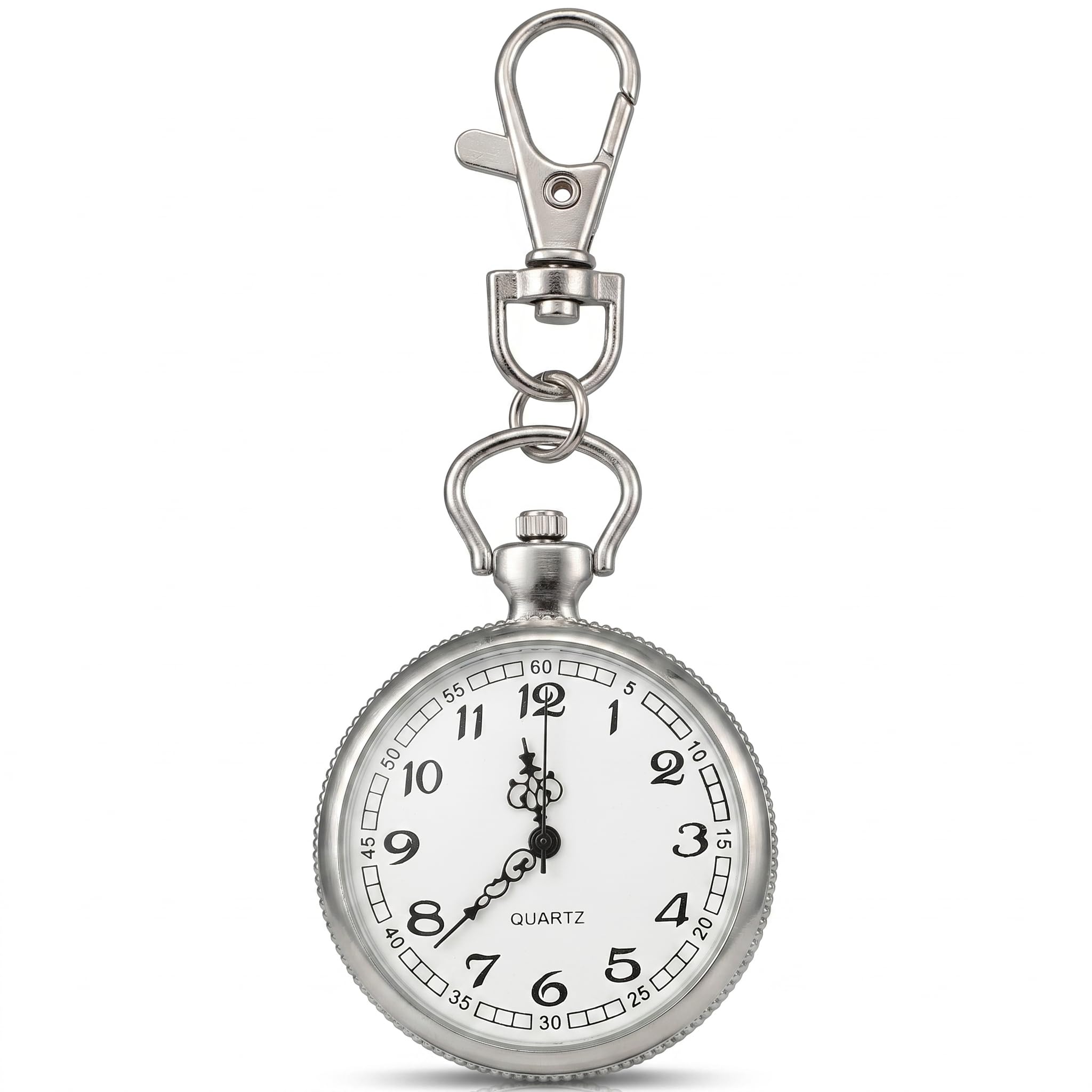 Clip- on Open Face Quartz Pocket Watch with Key Buckle- Unisex Fob Watch Hanging Pocket Watch Decorative-image-28