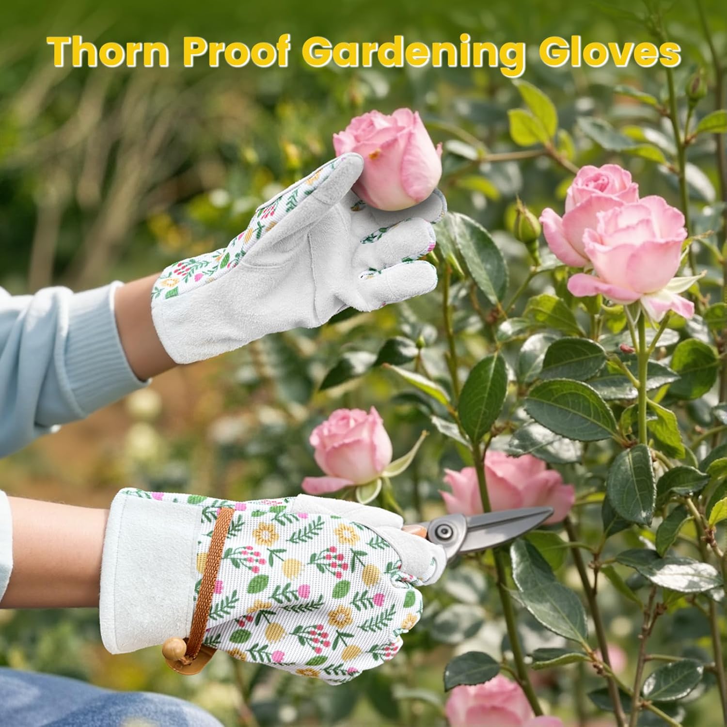 Gardening Gloves, Garden Gloves for Women Thorn Proof, Breathable Leather Work Gloves for Yard Pruning, Planting - Image 4