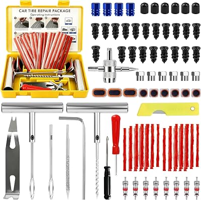95pcs Tire Repair Kit - Heavy Duty Tire Plug Kit, Universal Tire Patch Tools to Repair Punctures and Plug Flats Patch Kit for Car, Motorcycle, ATV, Truck, Tractor, Mower, ARB, SUV, Trailer