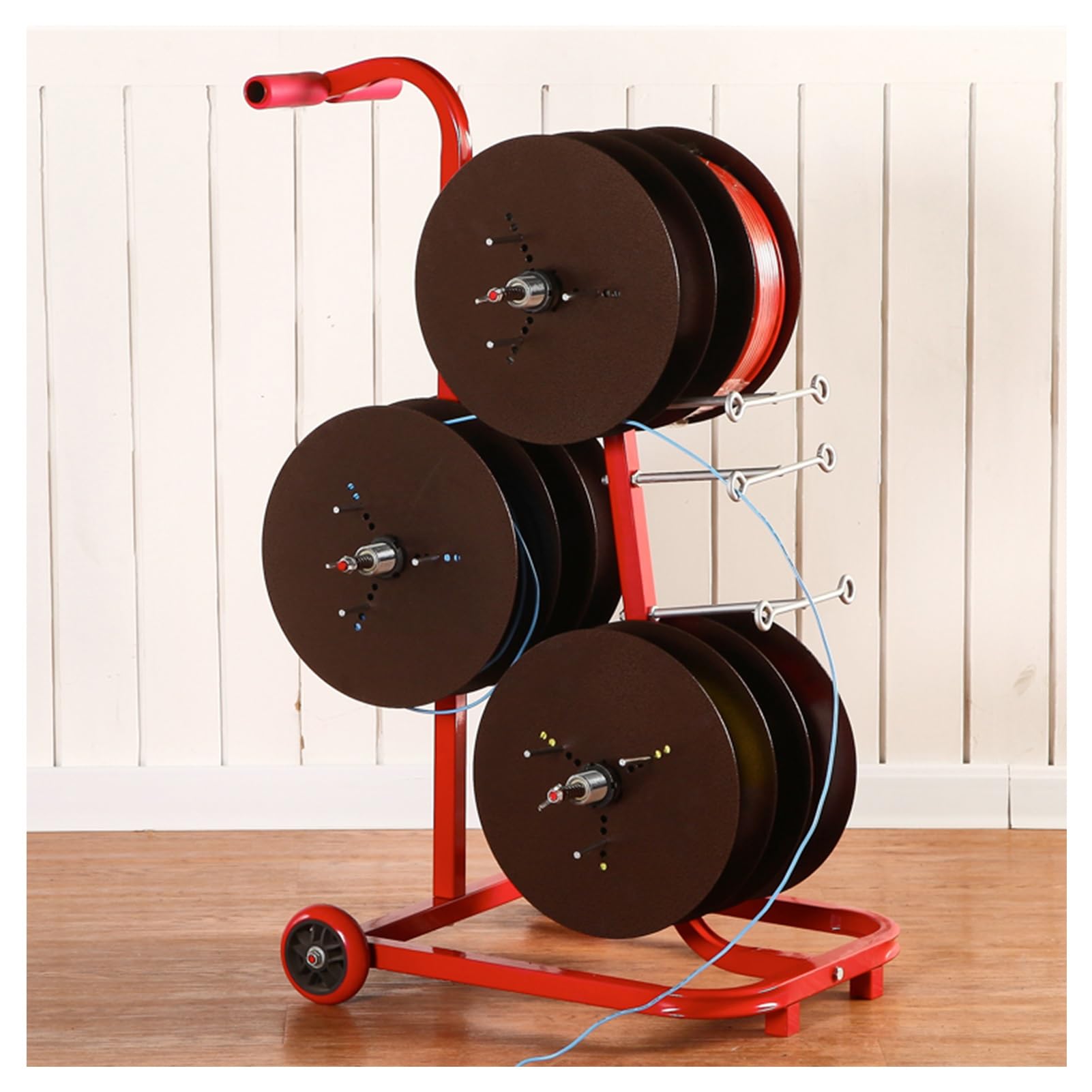 WDSOPK Wheeled Spool Holder 6 Axis Filament Storage Rack, Cable Dispenser Heavy Duty Conduit Display And Storage For Electrical Industrial Retail