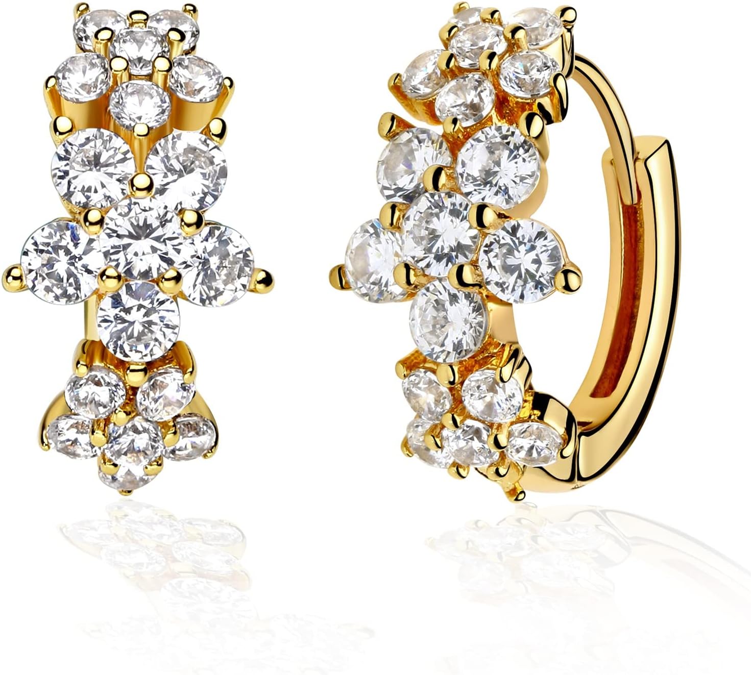 VACRONA Cubic Zirconia Huggie Earrings 14k Gold Plated Tiny Earrings Small Huggie Hoop Earrings Simple Lightweight Hoops Gift for Women