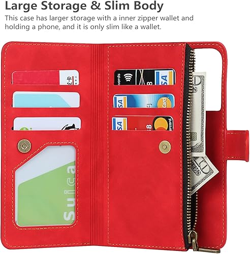 Miniatura 5 de iCoverCase Funda tipo cartera para Samsung Galaxy S21 5G con tarjetero, 2 en 1, de piel sintética, con cierre magnético, bolsillo con cremallera, a