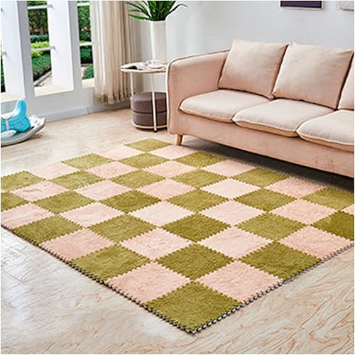 Tapete de espuma de rompecabezas de felpa de 10 piezas, azulejos de espuma entrelazados suaves y esponjosos, 10 azulejos9.7 pies cuadrados,