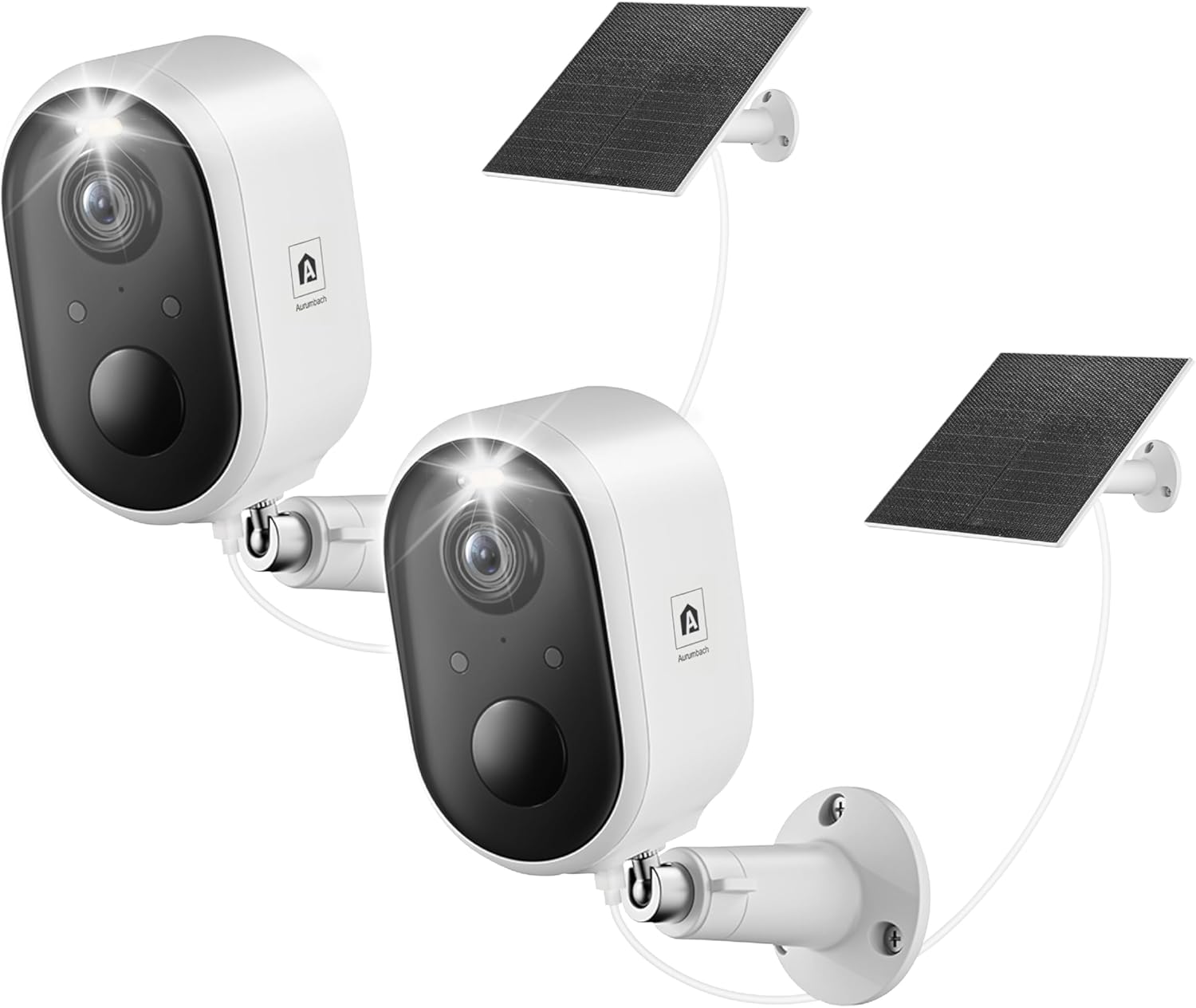 Solar Security Camera Outdoor Wireless 2 Pack, 2K Color Night Vision, Battery Powered PIR Motion Detection,2.4GHz WiFi Cameras for Home Surveillance, Light and Sound Alarm, 2-Way Audio