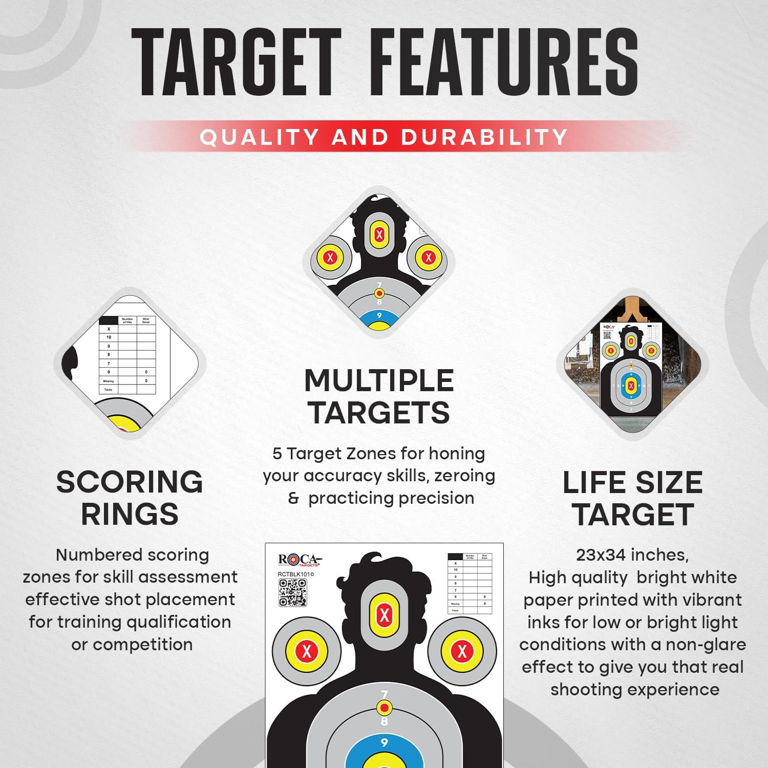 Silhouette Paper Targets for Shooting, Extra Large Life-Size 23 x 34 in High-Visibility Shooting Targets, Anti-Glare Gun Range Target for Rifle, Pistol, BB & Pellet Guns, 20 Pack