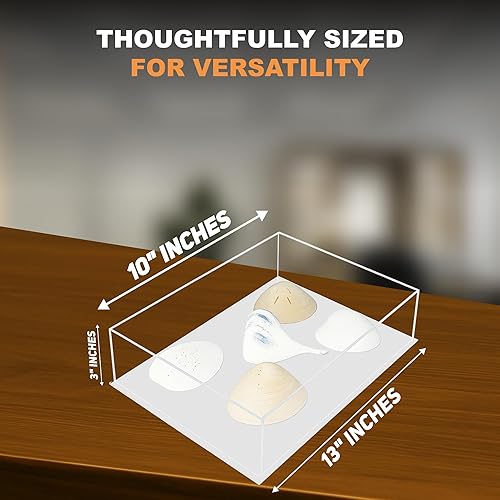 Vista 195 de Better Display Cases Versátil vitrina de acrílico transparente - Caja rectangular grande con base blanca 18" x 12" x 3" (BK09)