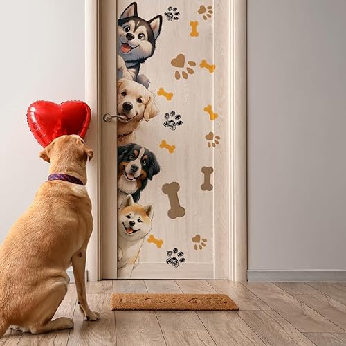 Miniatura 2 de Calcomanías de pared de perro de 44.9 x 9.8 pulgadas, calcomanías de pared de animales de dibujos animados para niños, guardería, sala de juegos,