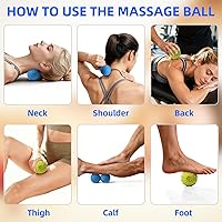Vista 5 de Peanut & Spiky Massage Ball Set, Double Lacrosse Peanut Roller + Firm Spiky Ball for Deep Tissue Myofascial Release, Trigger Point Therapy, Plantar