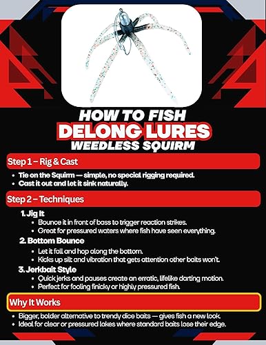 Miniatura 4 de Delong Lures - Los Señuelos de Pesca Squirm - Kit Definitivo de Pesca de Lubina - Jigs con Peso para Agua Dulce y Salada, Señuelos Swimbait Grandes