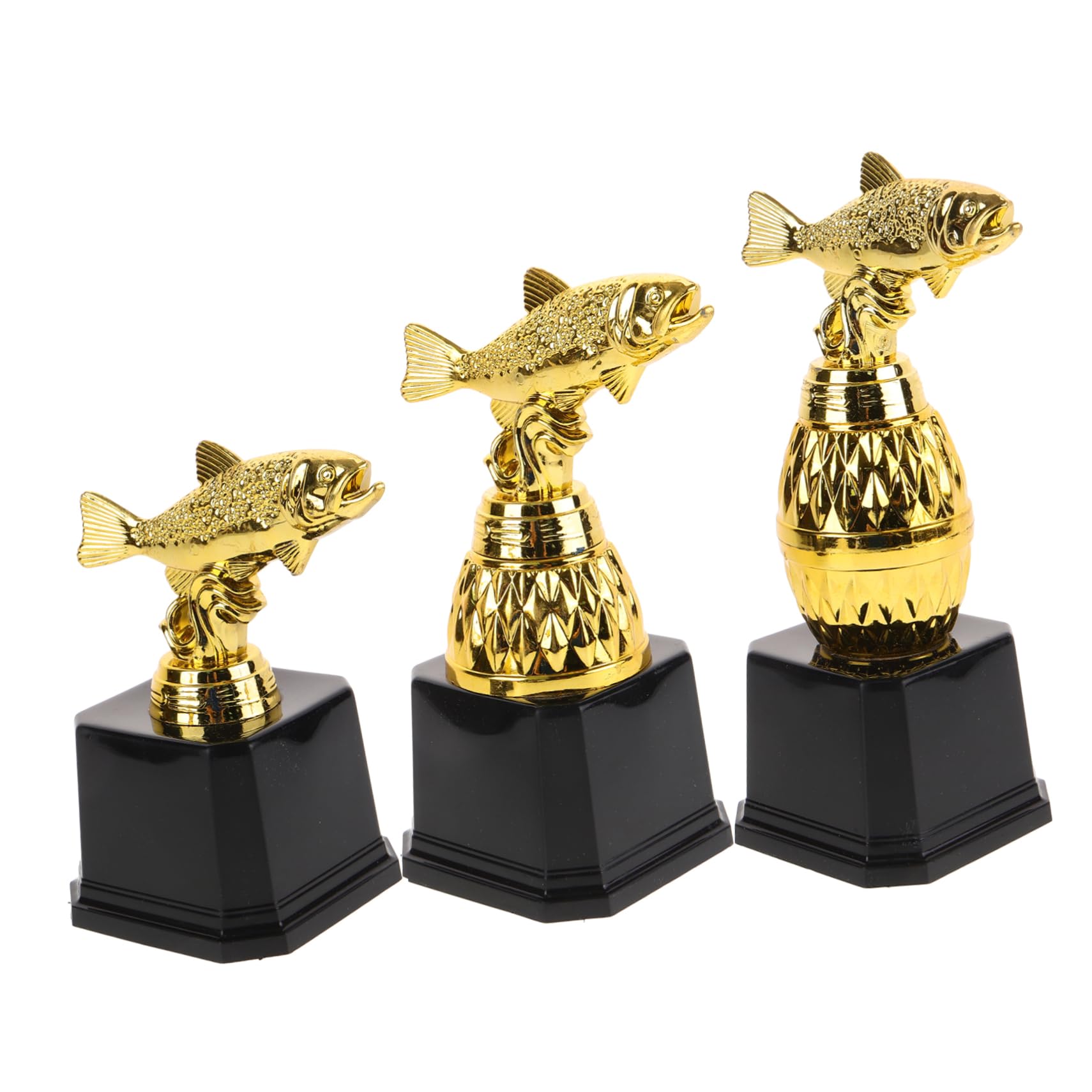 Mini Trophée Pêche Concours Lot de 3, Plastique pour Garçon et Filles