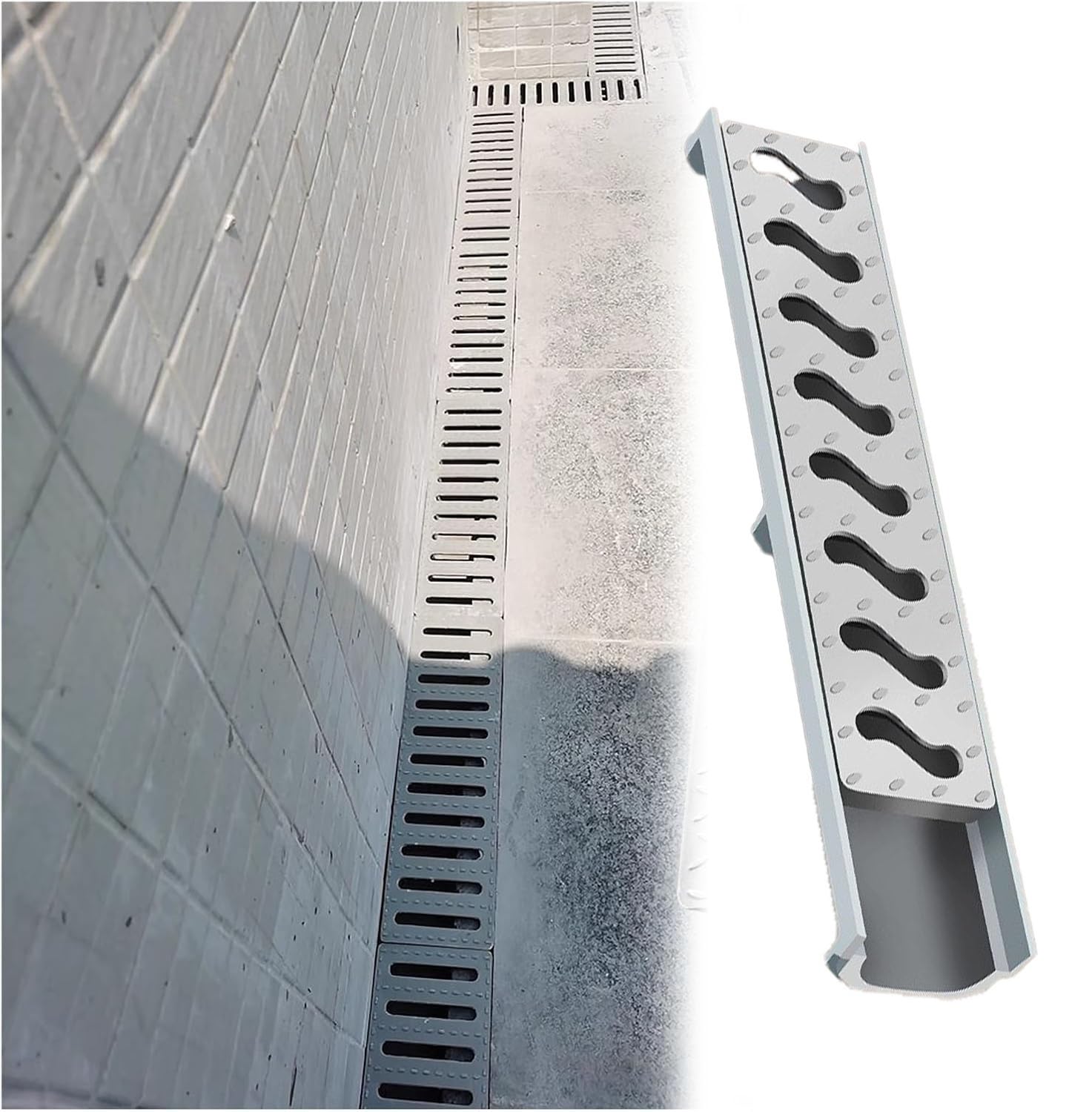 Sistemi di drenaggio con Design Antiscivolo, Canale di drenaggio in Resina da 25 a 30 cm di Larghezza per marciapiedi, piazzali, Prati, Garage, grondaie con griglia rimov