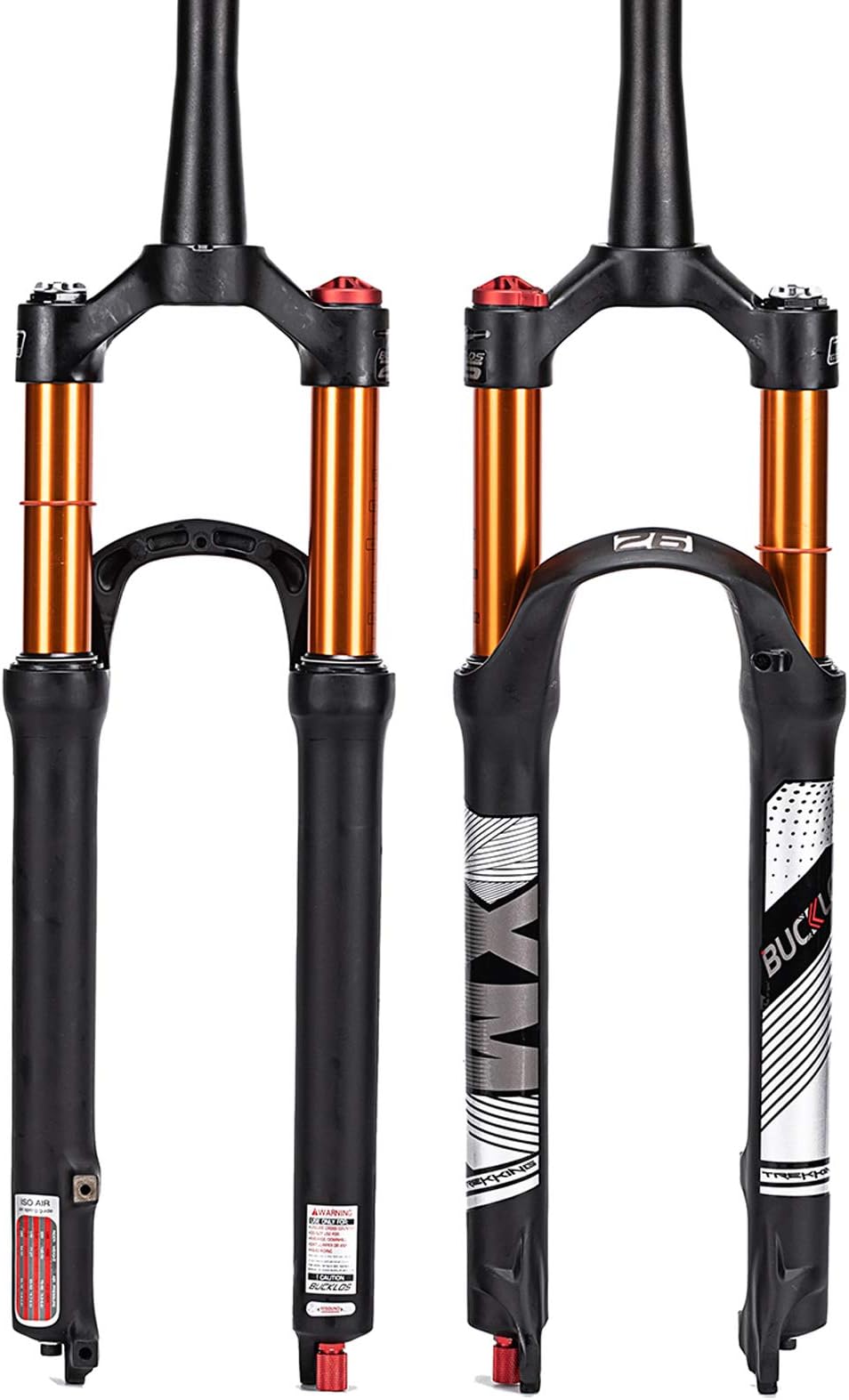 BUCKLOS 26/27.5/29 Travel 120mm MTB Air Suspension Fork, Rebound Adjust 1 1/8 Straight/Tapered Tube QR 9mm Manual/Remote Lockout XC AM Ultralight Mountain Bike Front Forks