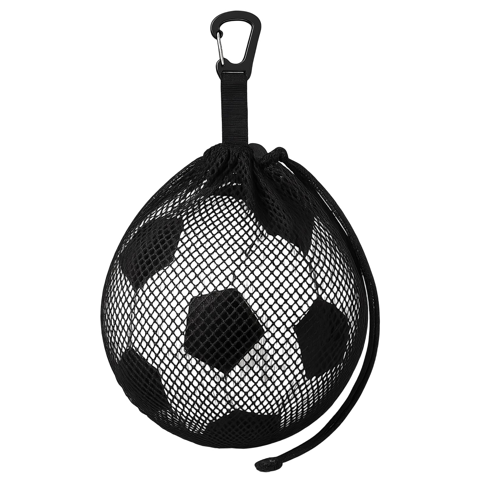 Bolsa Red para Balón de Malla Negra con Mosquetón para Baloncesto, Voleibol, Fútbol y Balonmano