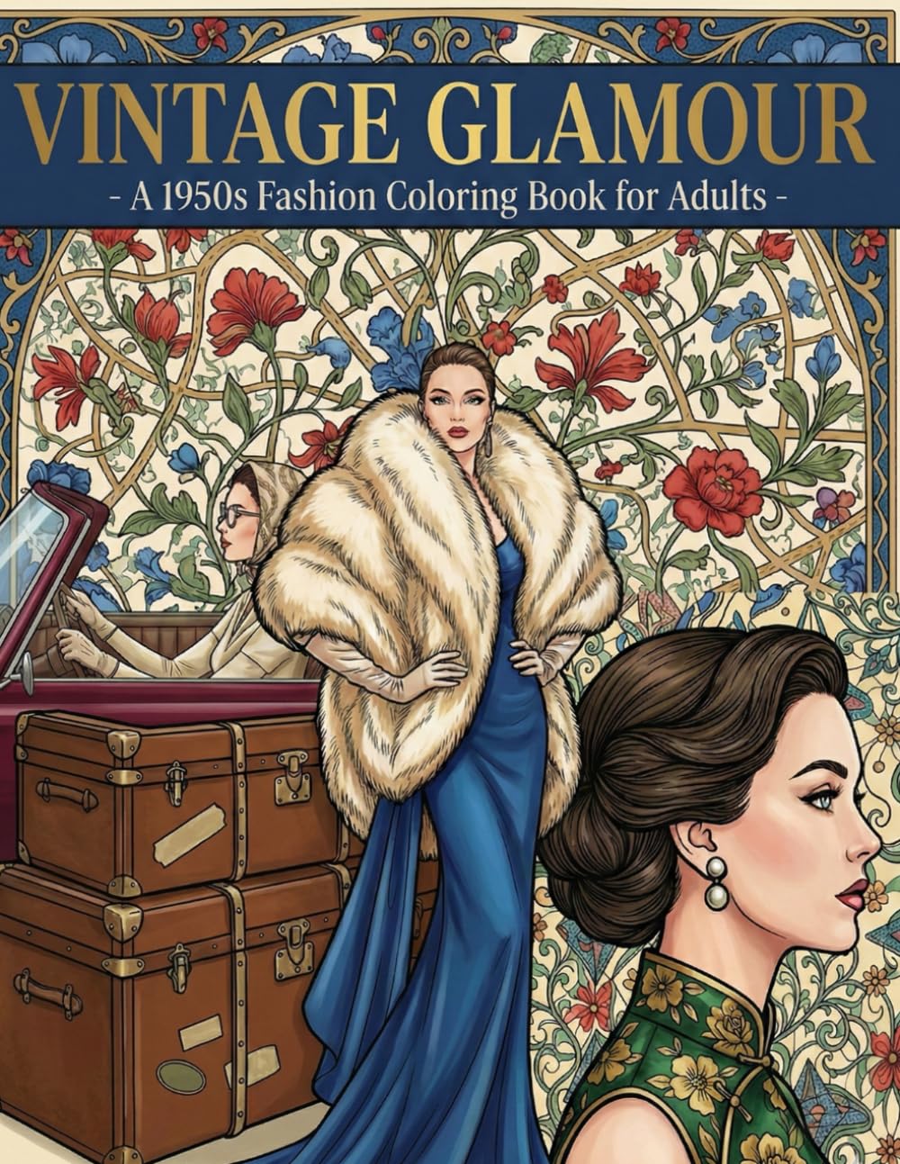 Vintage Glamour: A 1950s Fashion Coloring Book for Adults